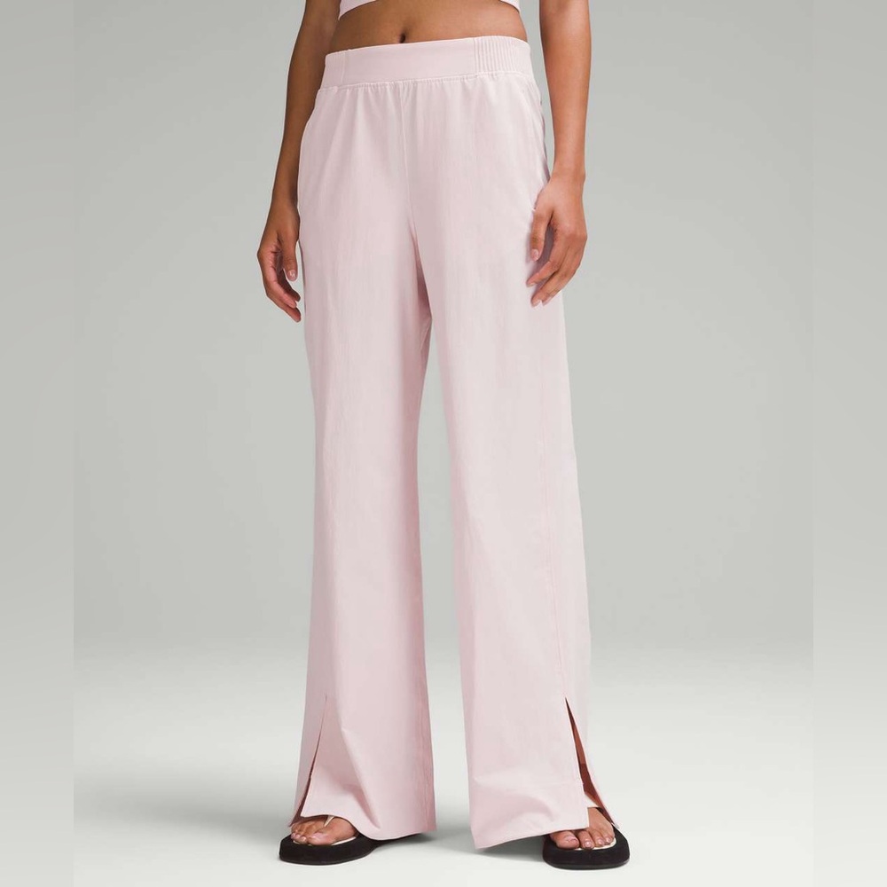 lululemon stretch woven wide-leg high-rise pant in flush pink